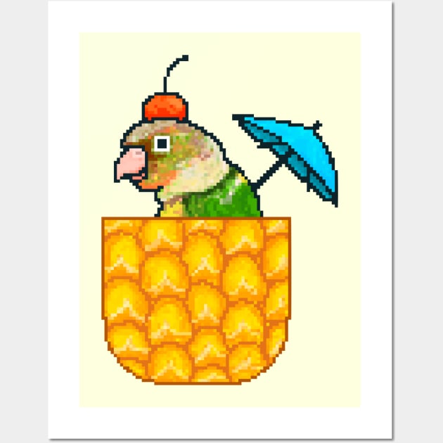 Pineapple Conure with Pineapple and Cherry Wall Art by TheAlbinoSnowman